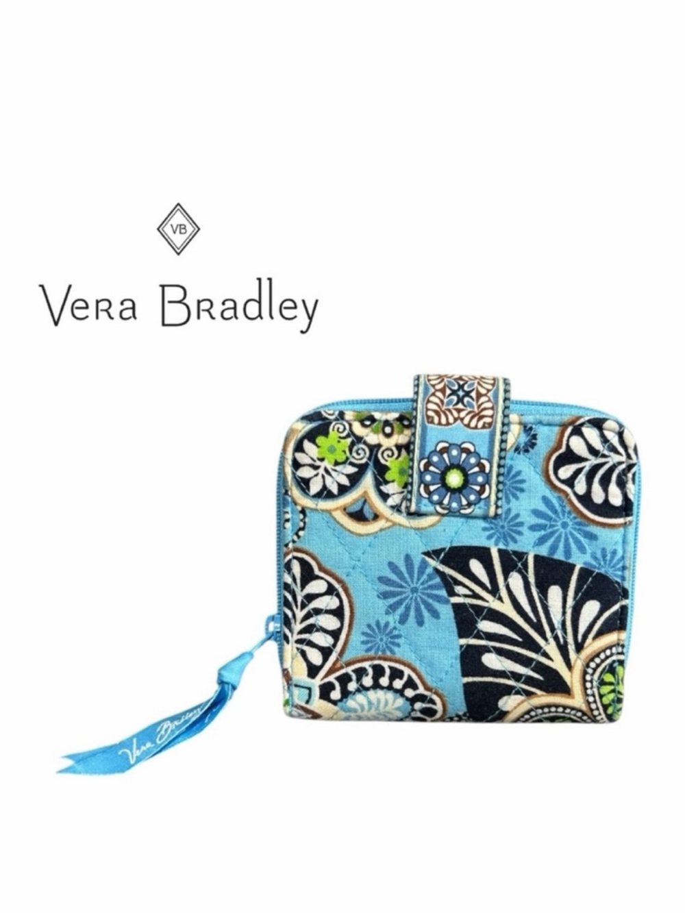 Vera Bradley Bali Blue Snap Closure Bi-Fold Wallet